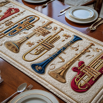 Brass Harmony Quilted Table Runner Halloween Table Runner Thanksgiving Table Decor