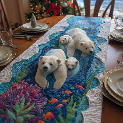 Relaxing Bears Quilted Table Runner Halloween Table Runner Thanksgiving Table Decor