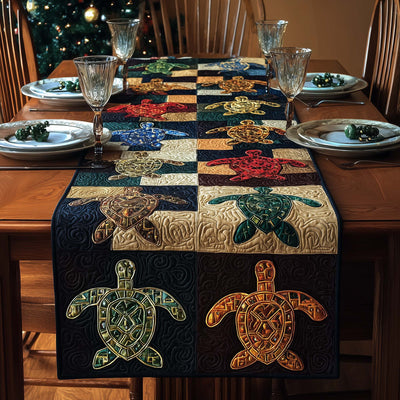 Mosaic Turtles Quilted Table Runner Halloween Table Runner Thanksgiving Table Decor