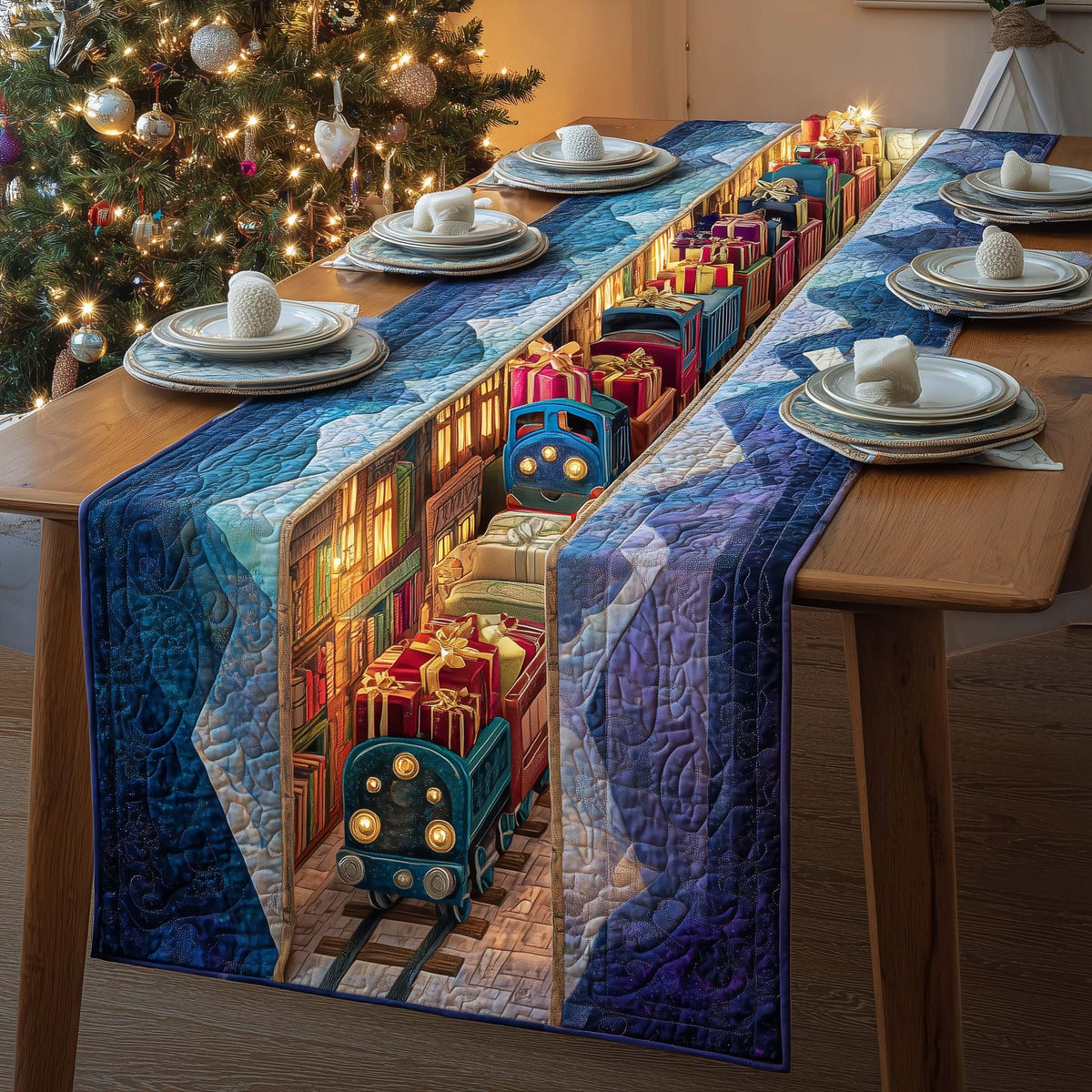 Book Express Quilted Table Runner Halloween Table Runner Thanksgiving Table Decor