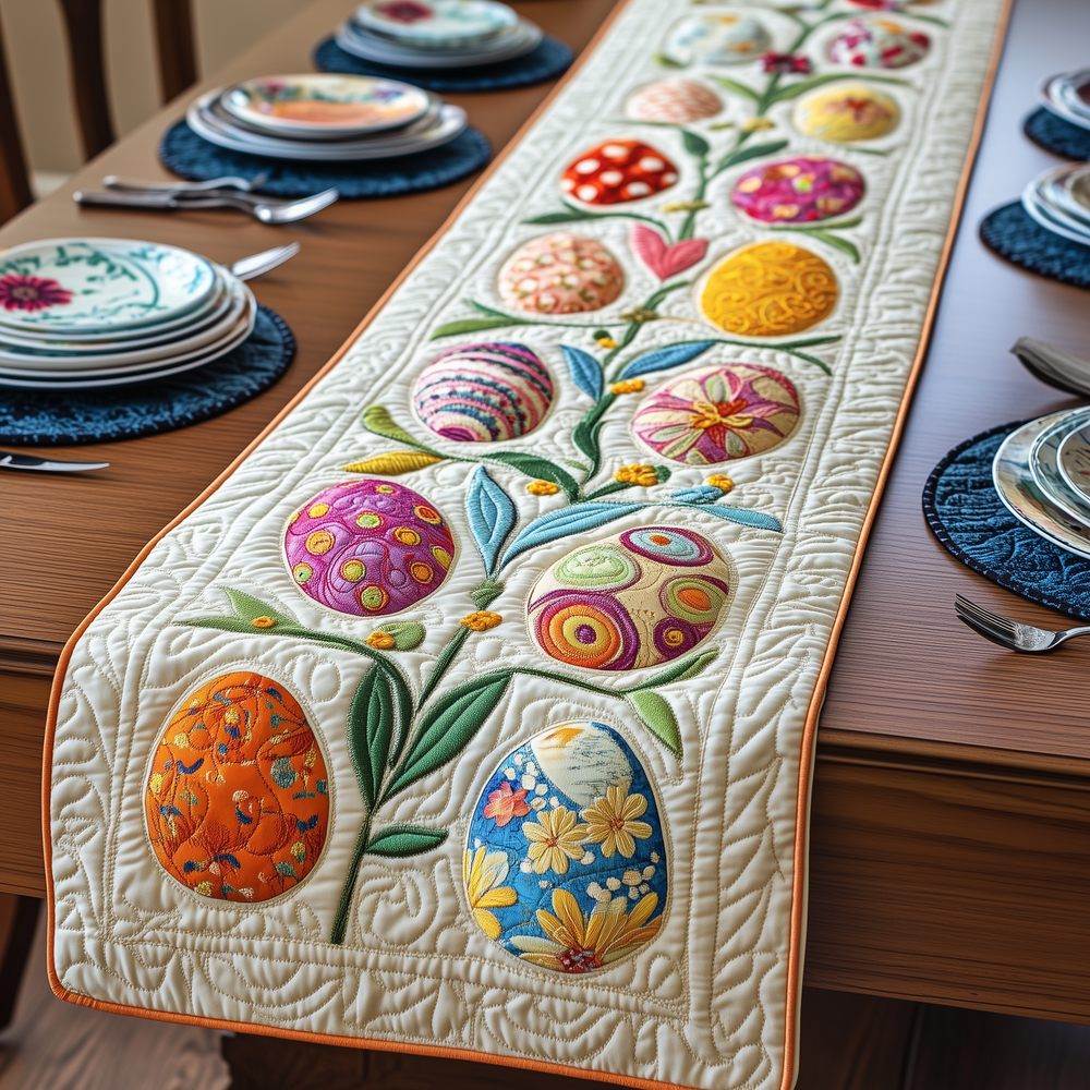 Joyful Easter Egg Pathway Quilted Table Runner Halloween Table Runner Thanksgiving Table Decor