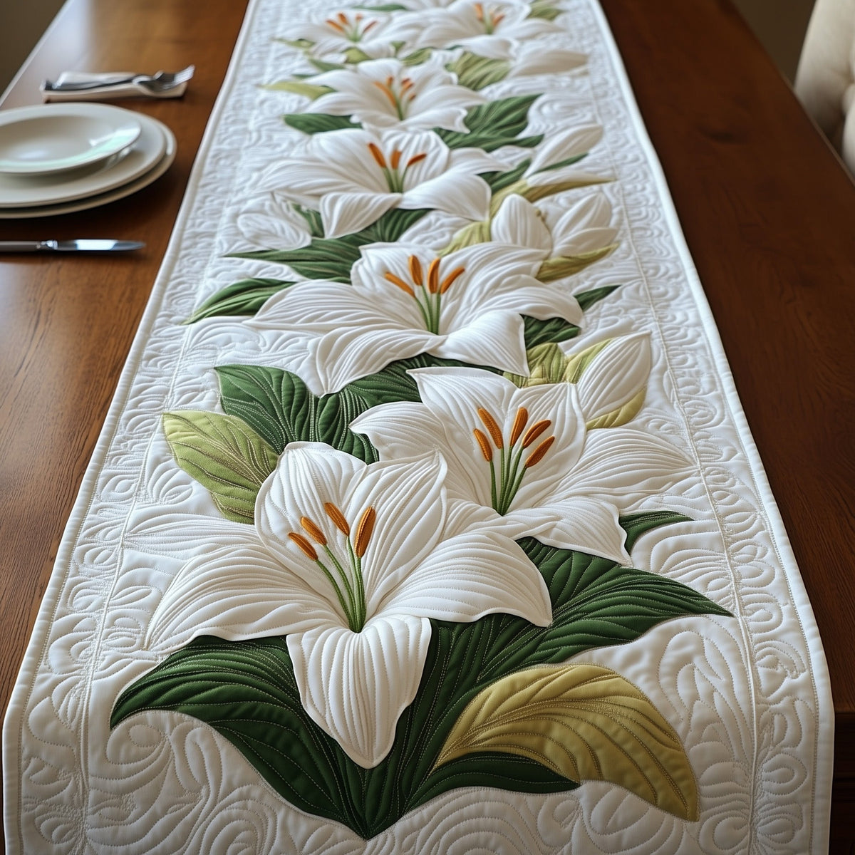 Easter Lily Blessings Quilted Table Runner Halloween Table Runner Thanksgiving Table Decor