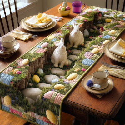 Bunny Bloom Quilted Table Runner Halloween Table Runner Thanksgiving Table Decor