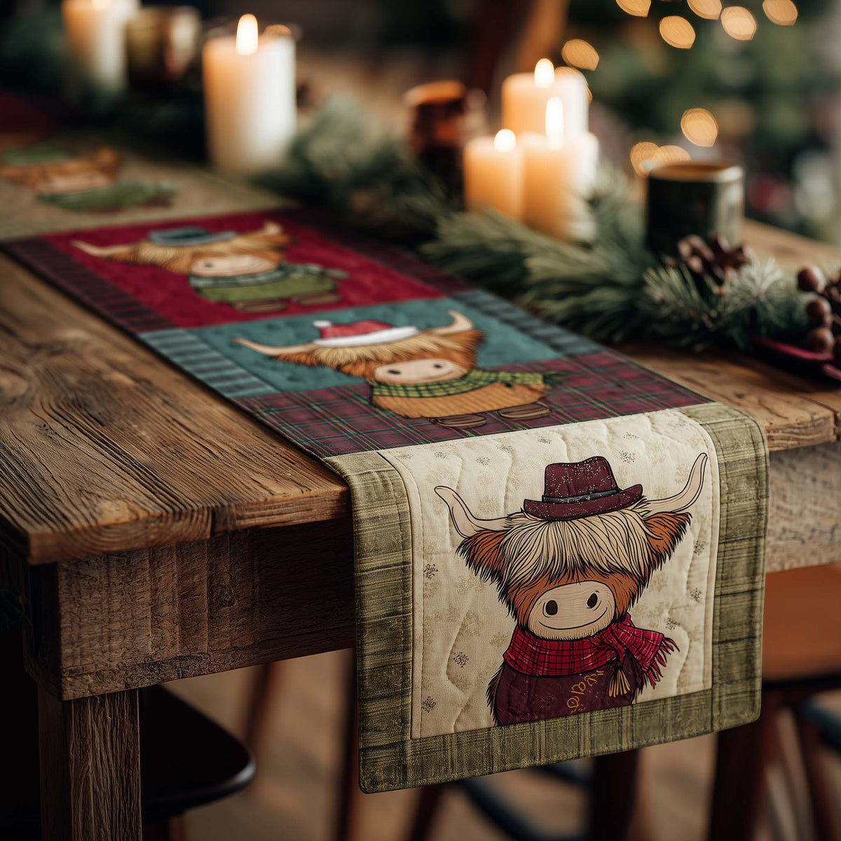 Highland Beauty Quilted Table Runner Halloween Table Runner Thanksgiving Table Decor
