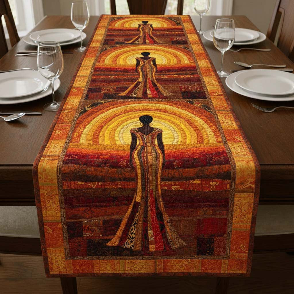 Golden Serenity Quilted Table Runner Halloween Table Runner Thanksgiving Table Decor