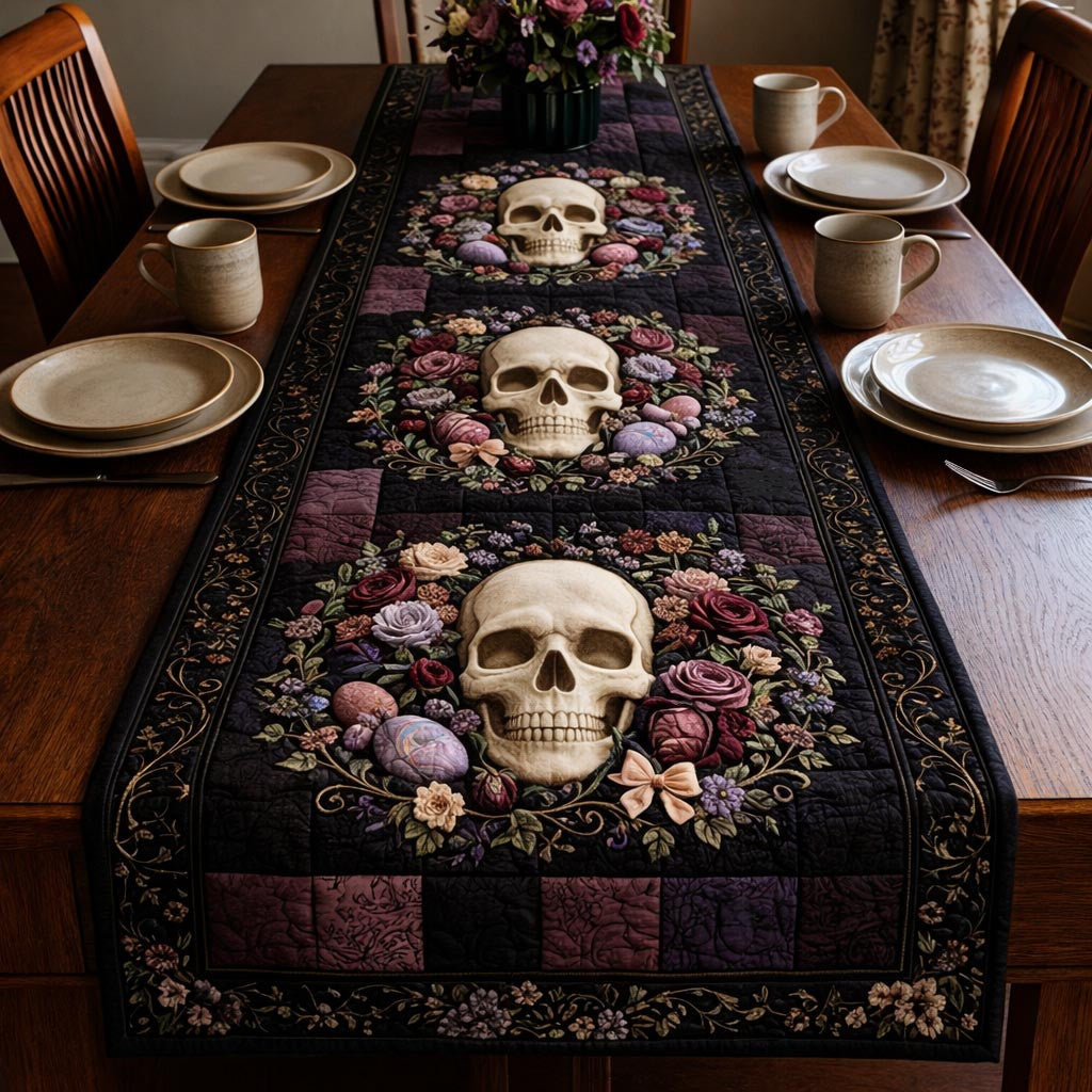 Gothic Easter Quilted Table Runner Halloween Table Runner Thanksgiving Table Decor