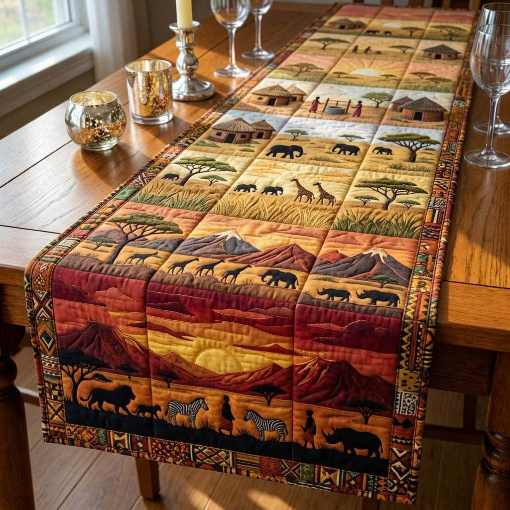 Africa Legacy Quilted Table Runner Halloween Table Runner Thanksgiving Table Decor