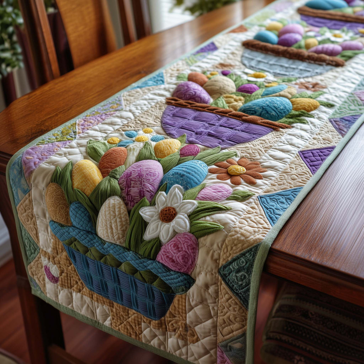 Happy Easter Quilted Table Runner Halloween Table Runner Thanksgiving Table Decor