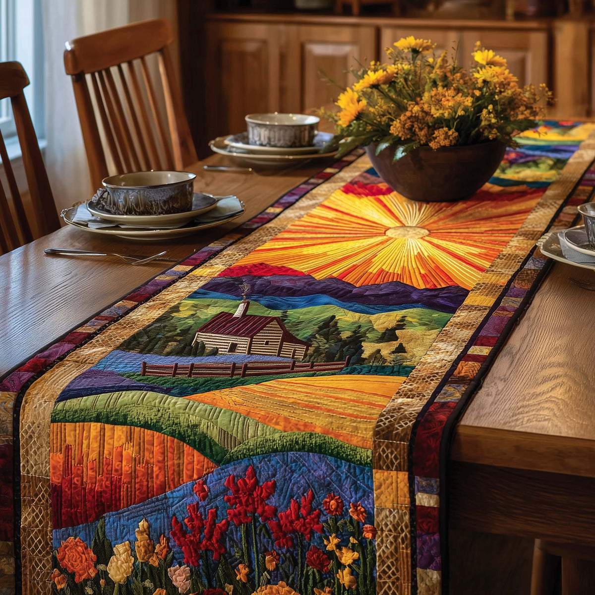 Meadow Homelife Quilted Table Runner Halloween Table Runner Thanksgiving Table Decor