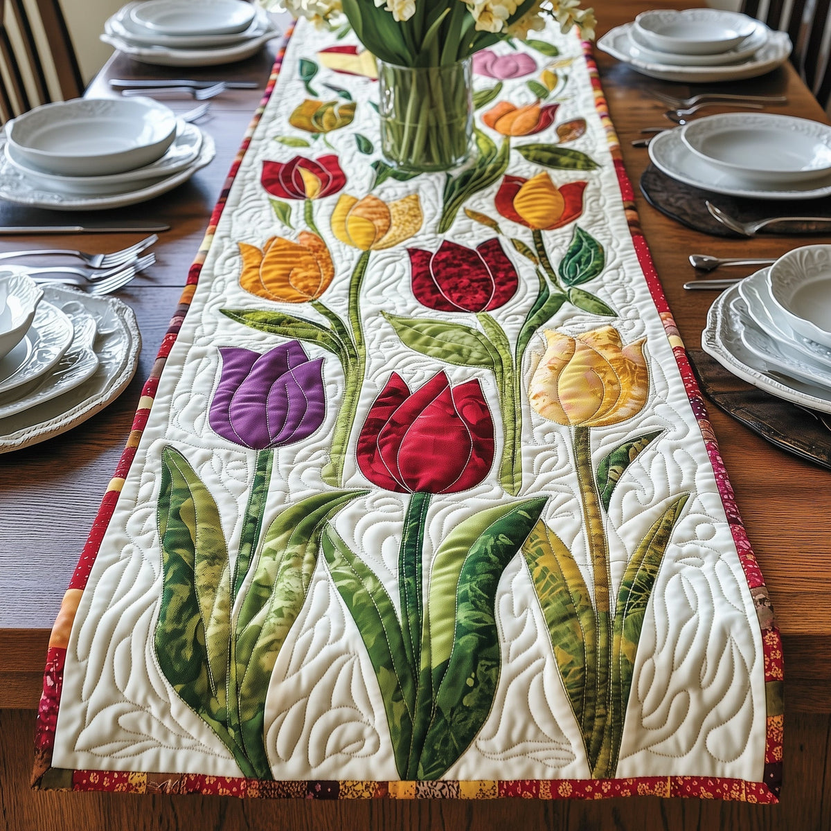 Floral Whispers Quilted Table Runner Halloween Table Runner Thanksgiving Table Decor
