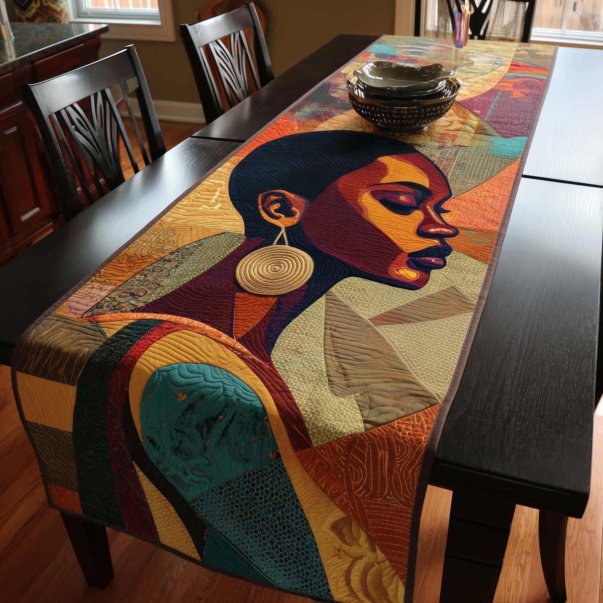 Melanin Queen Quilted Table Runner Halloween Table Runner Thanksgiving Table Decor