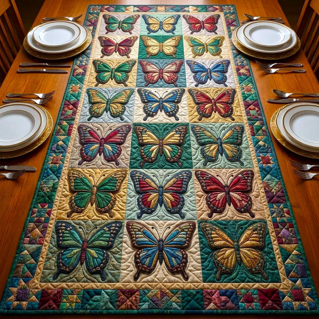 Soft Butterfly Quilted Table Runner Halloween Table Runner Thanksgiving Table Decor
