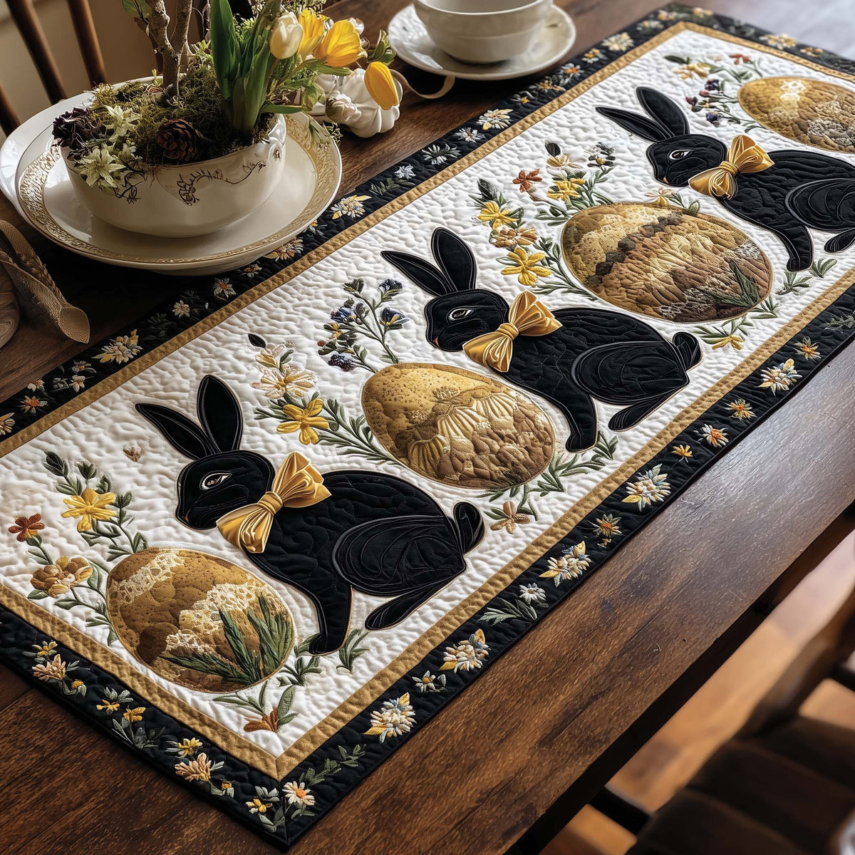 Spring Hopper Quilted Table Runner Halloween Table Runner Thanksgiving Table Decor