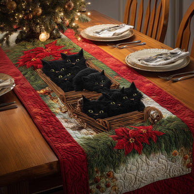 Cats Basket Quilted Table Runner Halloween Table Runner Thanksgiving Table Decor