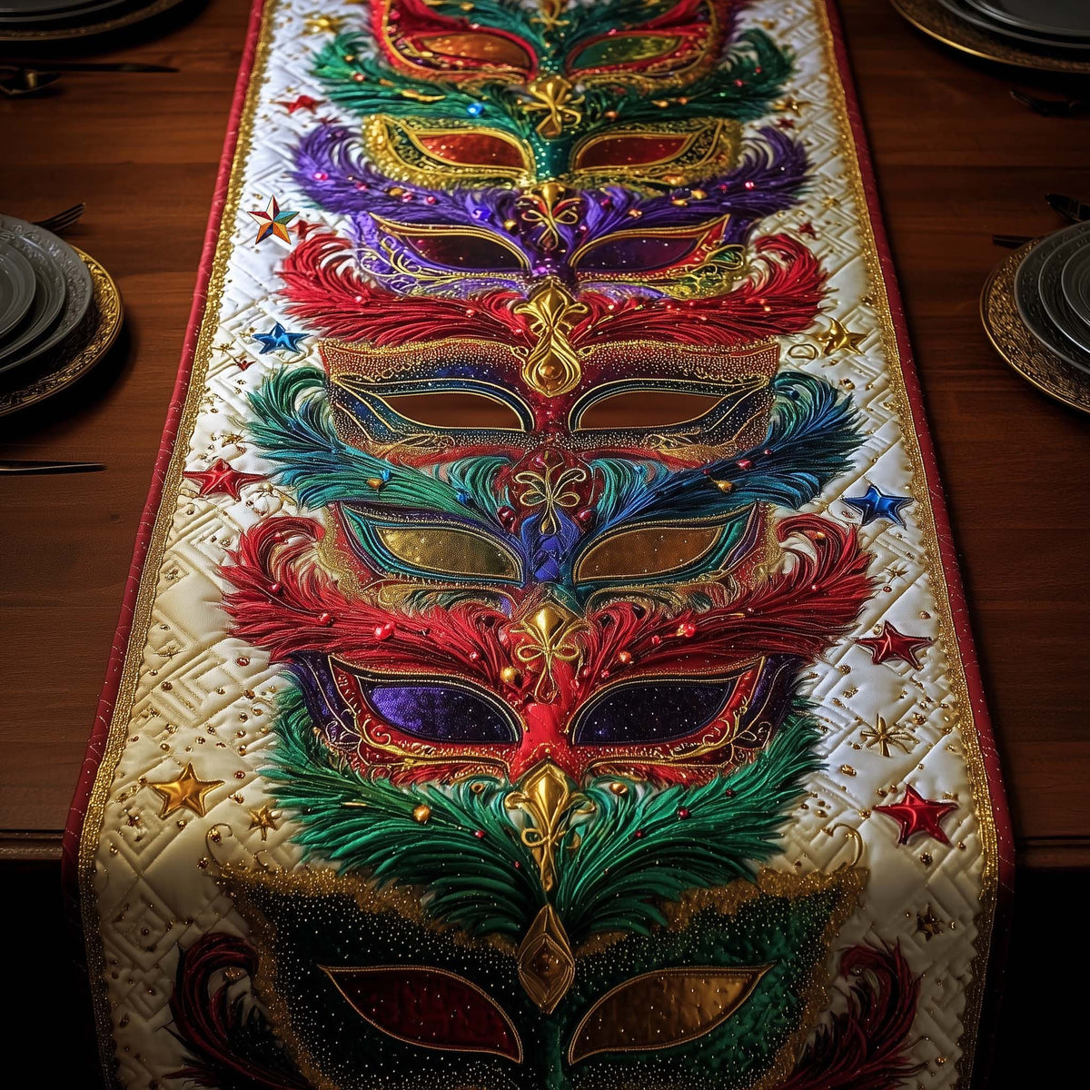 Mardi Gras Quilted Table Runner Halloween Table Runner Thanksgiving Table Decor