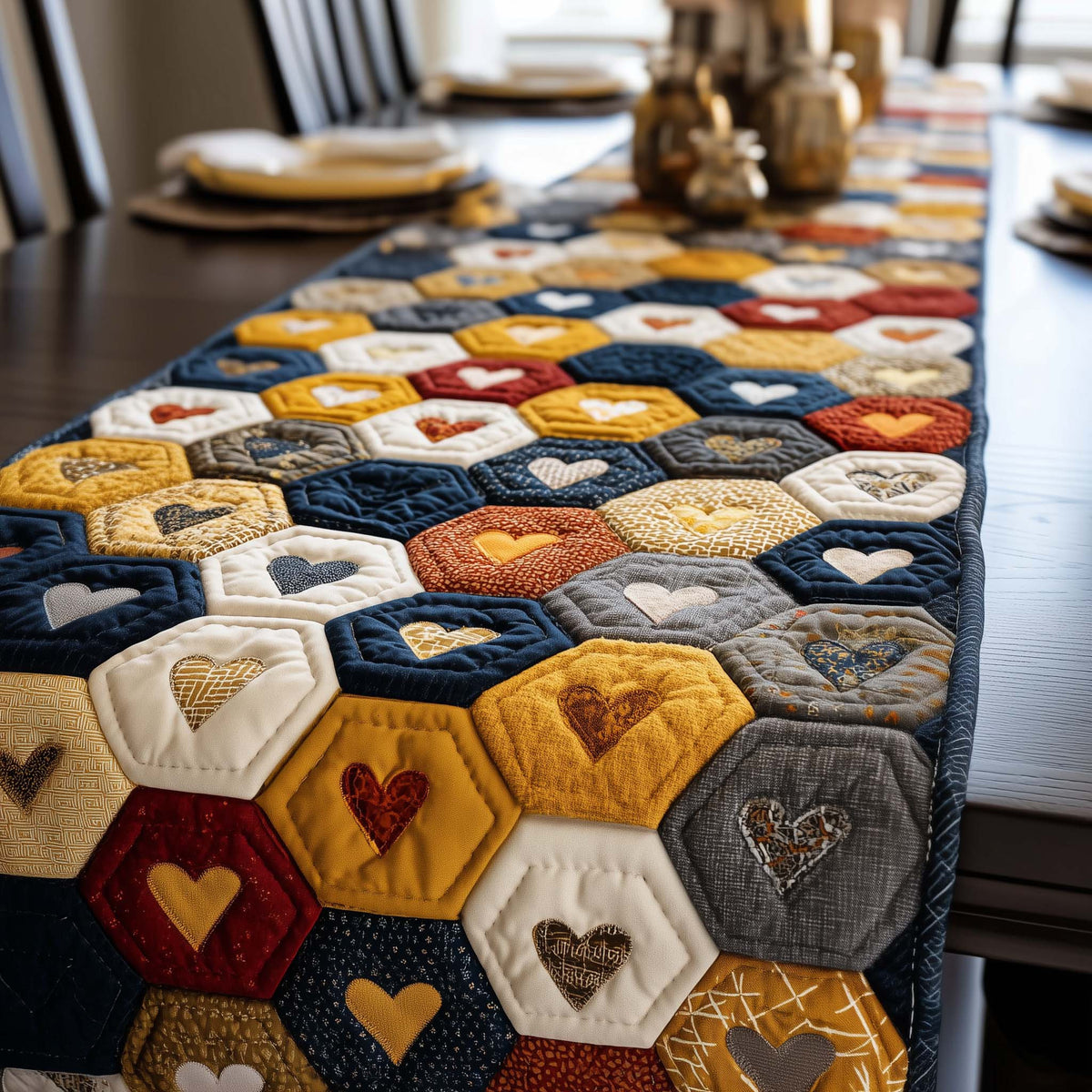 Heart Loom Quilted Table Runner Halloween Table Runner Thanksgiving Table Decor