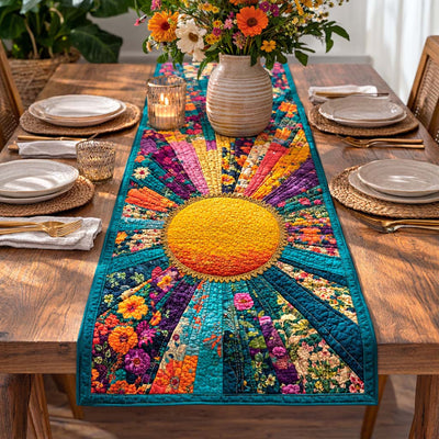 Floral Sun Quilted Table Runner Halloween Table Runner Thanksgiving Table Decor
