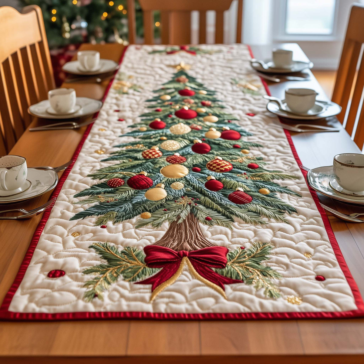 Holly Christmas Quilted Table Runner Halloween Table Runner Thanksgiving Table Decor