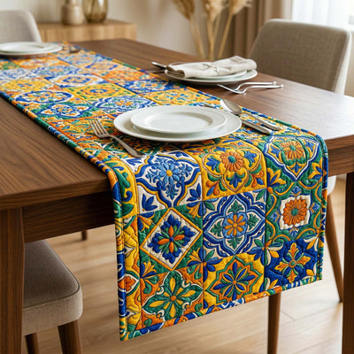 Royal Talavera Quilted Table Runner Halloween Table Runner Thanksgiving Table Decor