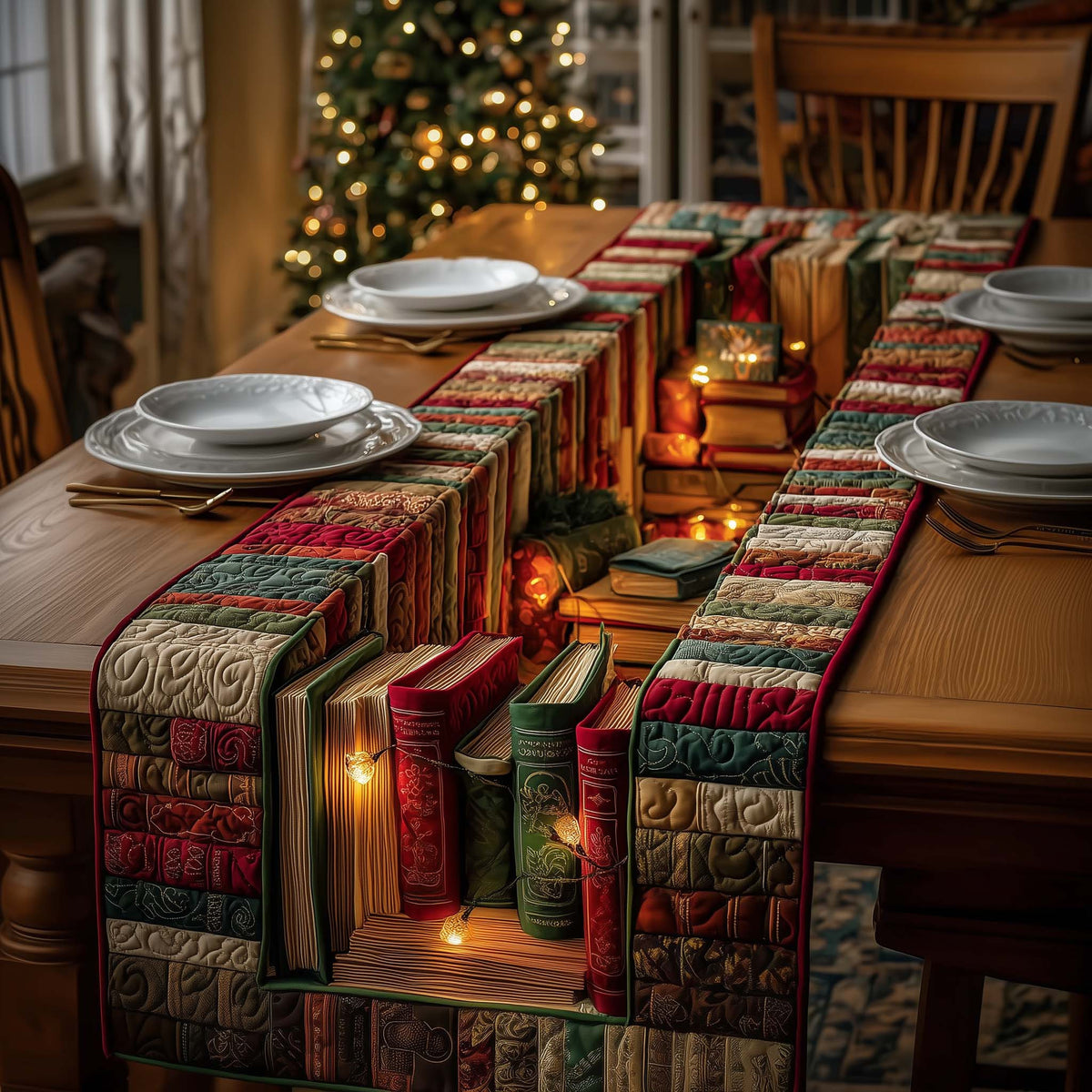 Stack Tunnel Quilted Table Runner Halloween Table Runner Thanksgiving Table Decor