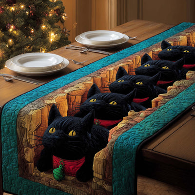 Canyon Cats Quilted Table Runner Halloween Table Runner Thanksgiving Table Decor
