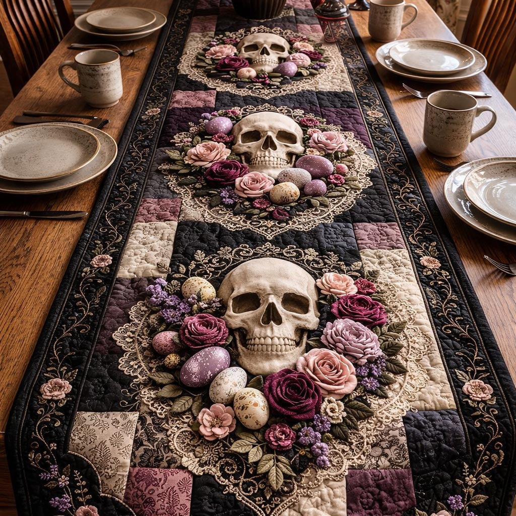 Dark Easter Quilted Table Runner Halloween Table Runner Thanksgiving Table Decor