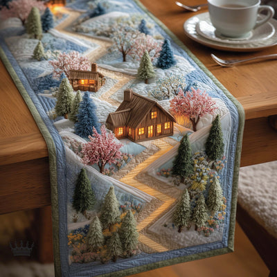 Meadow Cabin Quilted Table Runner Halloween Table Runner Thanksgiving Table Decor