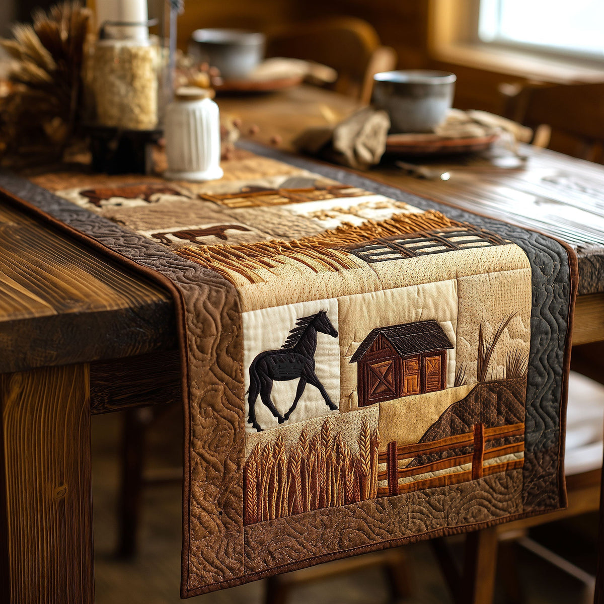 Ranch Life Quilted Table Runner Halloween Table Runner Thanksgiving Table Decor