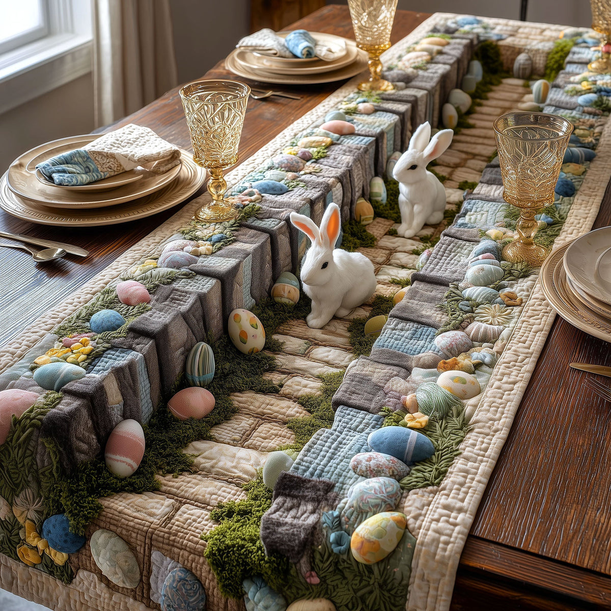 Egg Garden Quilted Table Runner Halloween Table Runner Thanksgiving Table Decor
