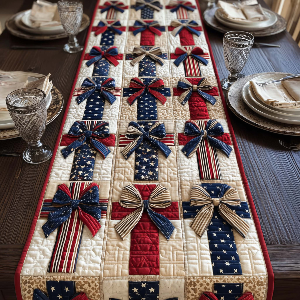 Freedom Valor Heritage Quilted Table Runner Halloween Table Runner Thanksgiving Table Decor