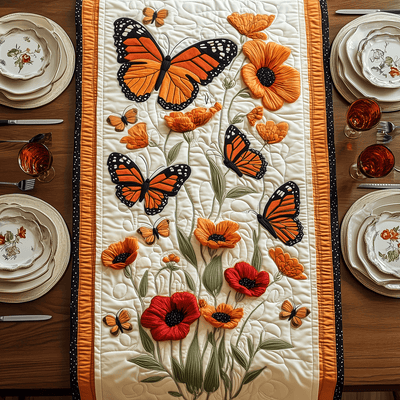 Butterfly Haven Quilted Table Runner Halloween Table Runner Thanksgiving Table Decor