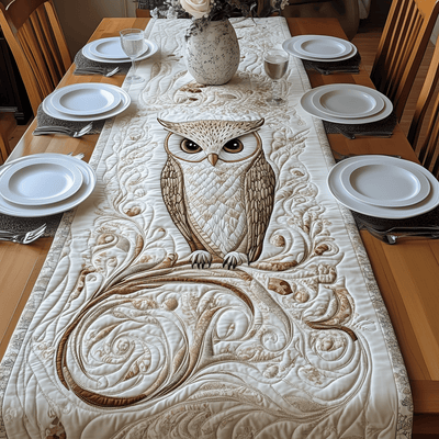 Winter Owl Quilted Table Runner Halloween Table Runner Thanksgiving Table Decor
