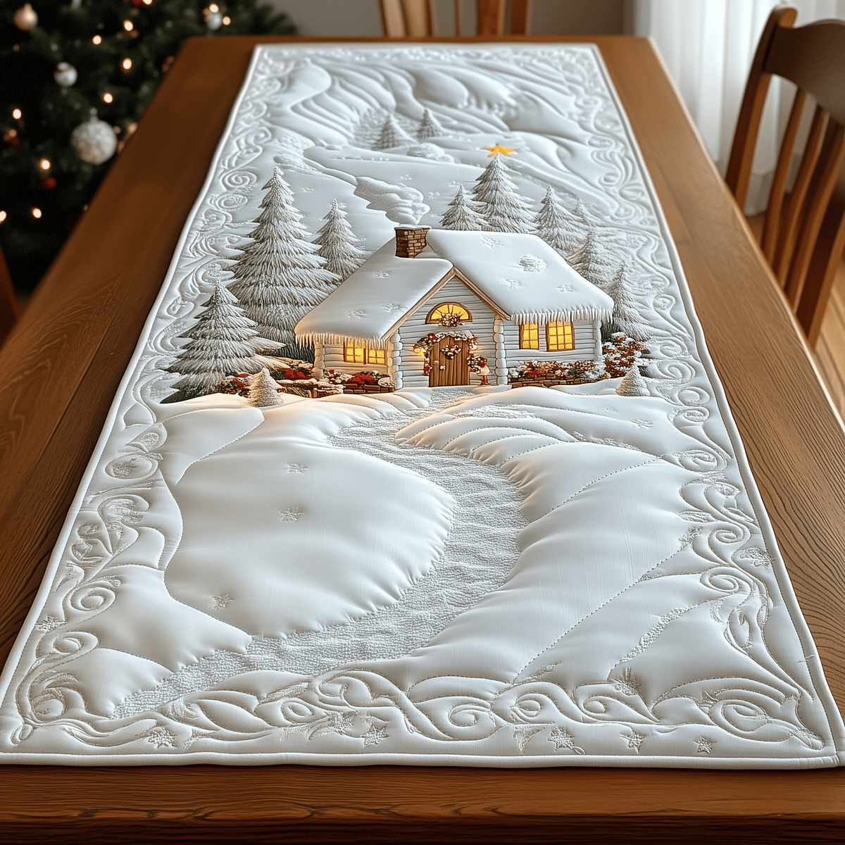 Winter Wonderland Quilted Table Runner Halloween Table Runner Thanksgiving Table Decor