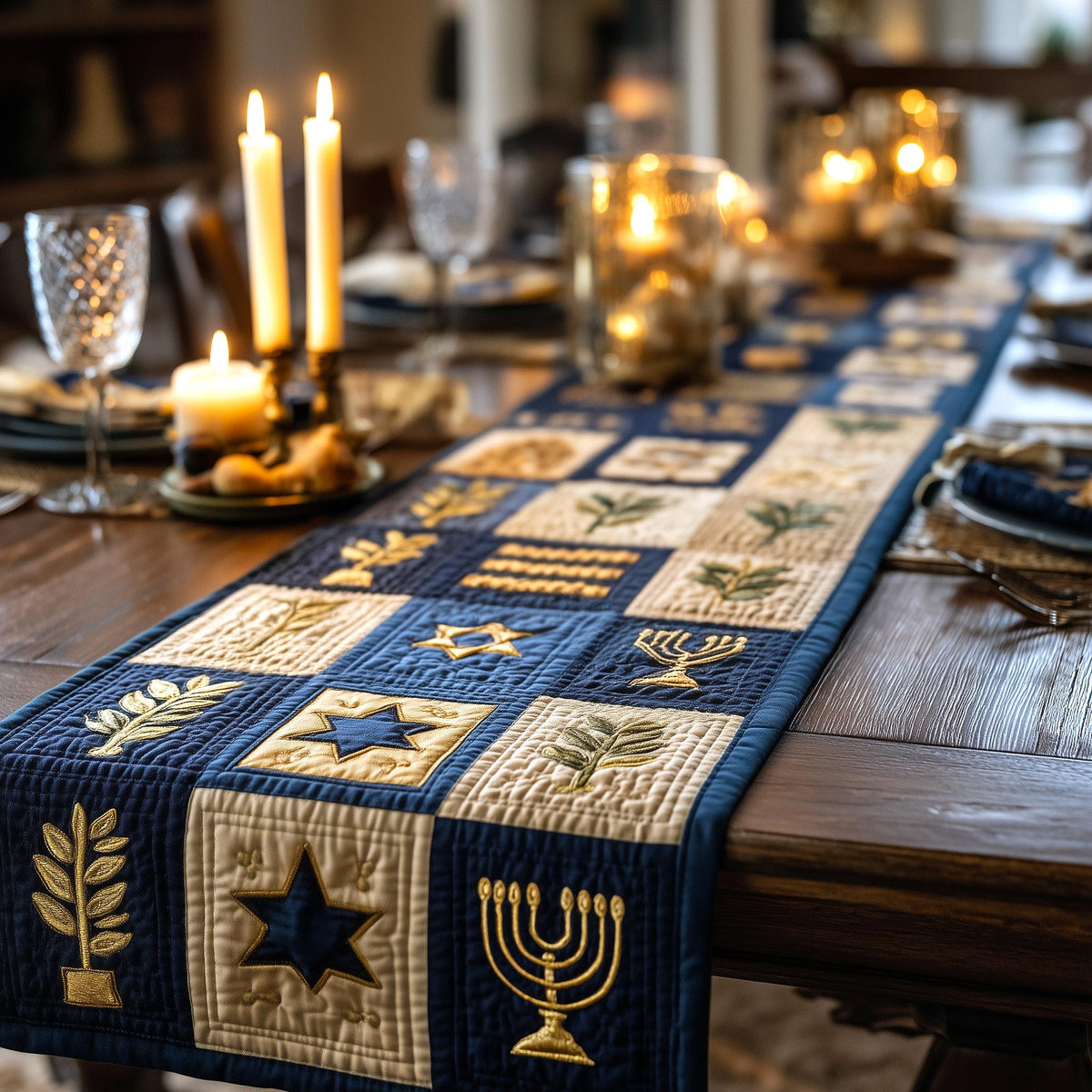 Eight Lights Quilted Table Runner Halloween Table Runner Thanksgiving Table Decor
