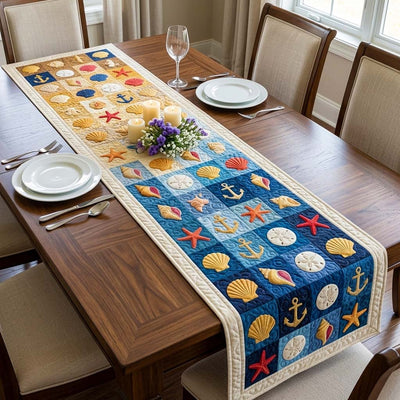 Anchor Shell Quilted Table Runner Halloween Table Runner Thanksgiving Table Decor