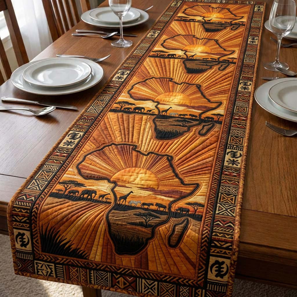 Africa Heritage Quilted Table Runner Halloween Table Runner Thanksgiving Table Decor