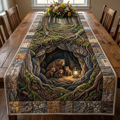 Cozy Bear Den Quilted Table Runner Halloween Table Runner Thanksgiving Table Decor