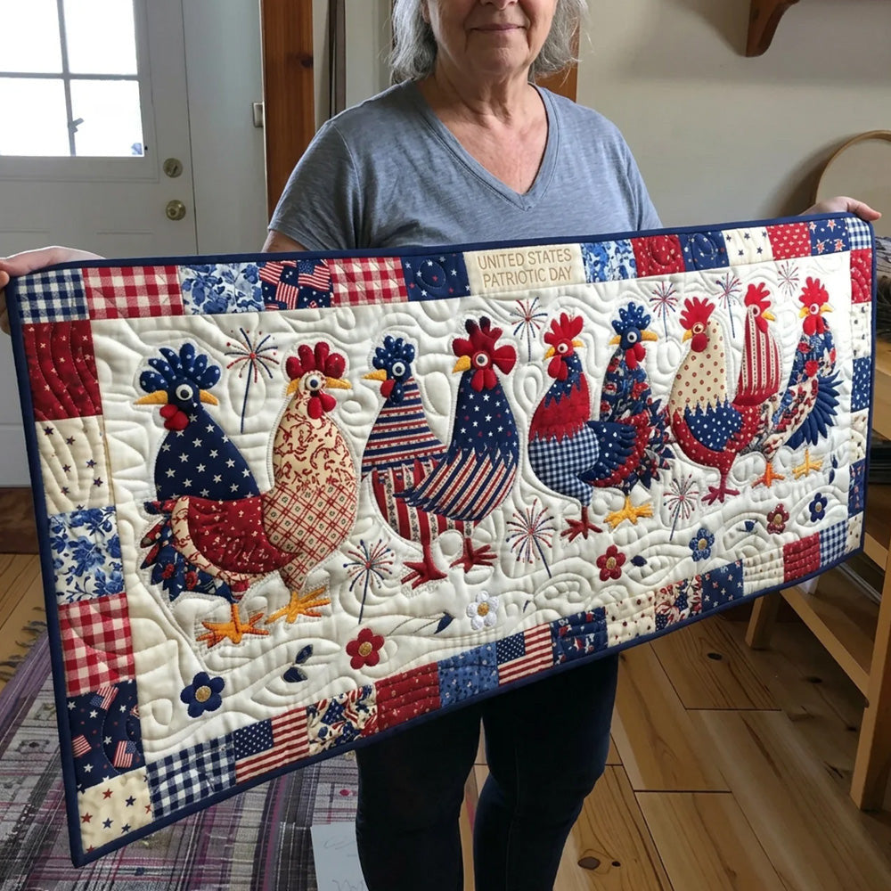 Liberty Chickens Quilted Table Runner Halloween Table Runner Thanksgiving Table Decor