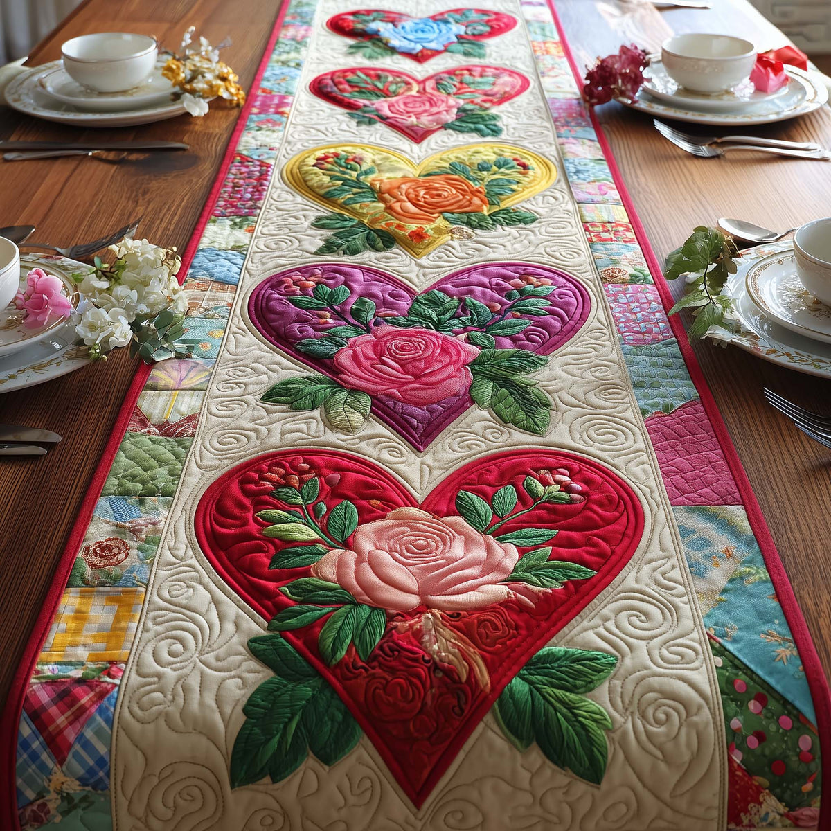 Patchwork Love Quilted Table Runner Halloween Table Runner Thanksgiving Table Decor