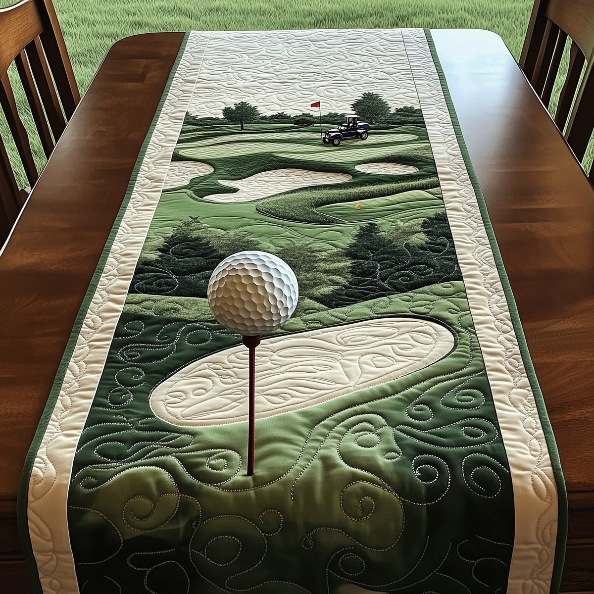 Fairway Dreams Quilted Table Runner Halloween Table Runner Thanksgiving Table Decor
