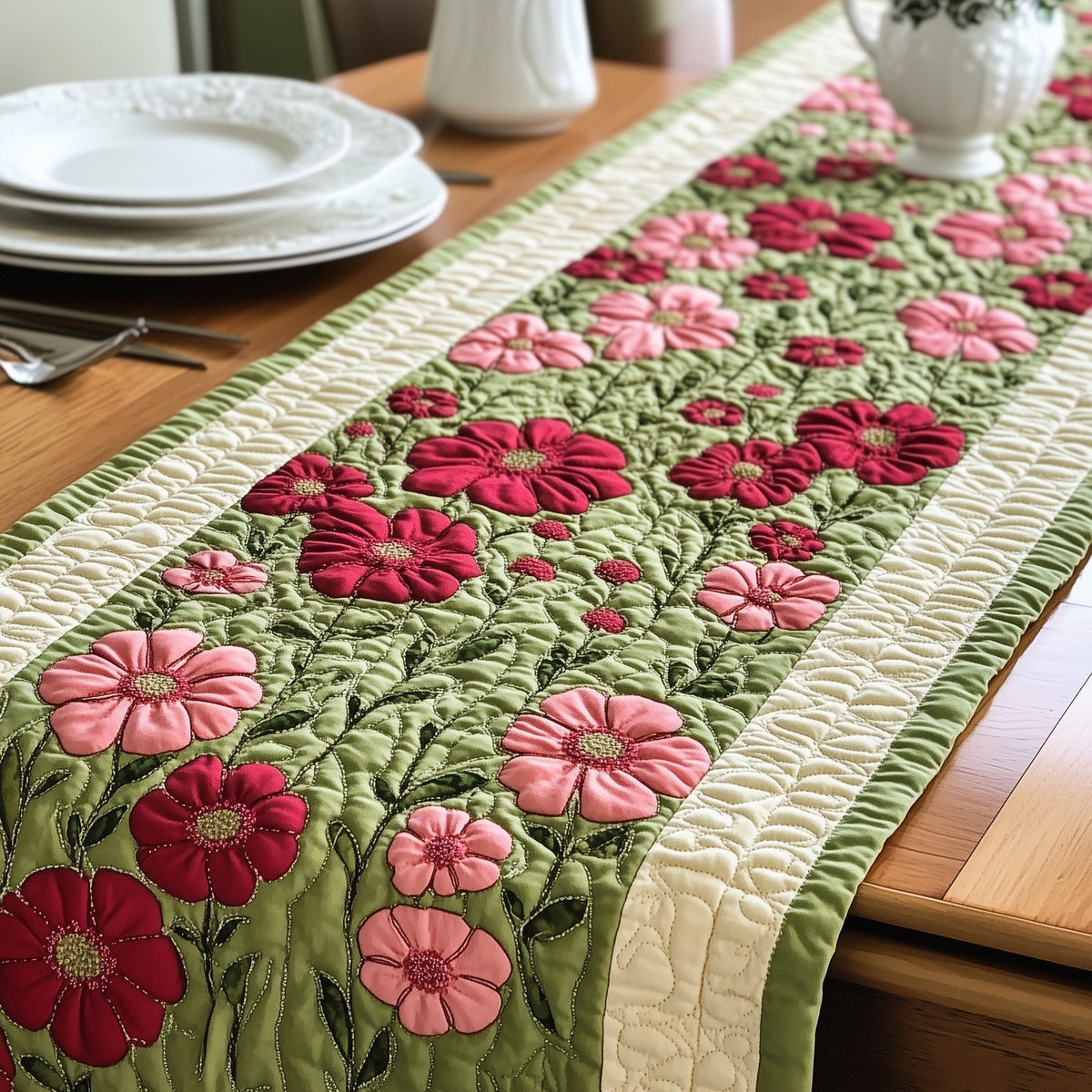 Petal Burst  Quilted Table Runner Halloween Table Runner Thanksgiving Table Decor