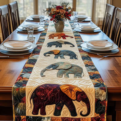 Mighty Elephant Quilted Table Runner Halloween Table Runner Thanksgiving Table Decor