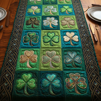 Shamrock Quilted Table Runner Halloween Table Runner Thanksgiving Table Decor