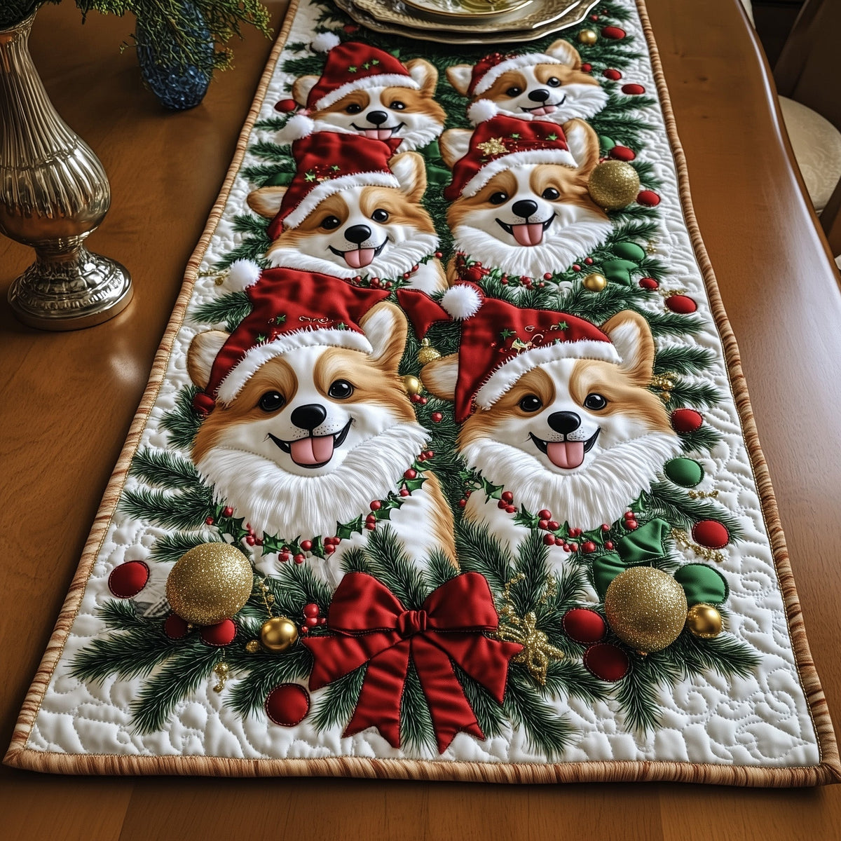 Jolly Pomeranian Quilted Table Runner Halloween Table Runner Thanksgiving Table Decor
