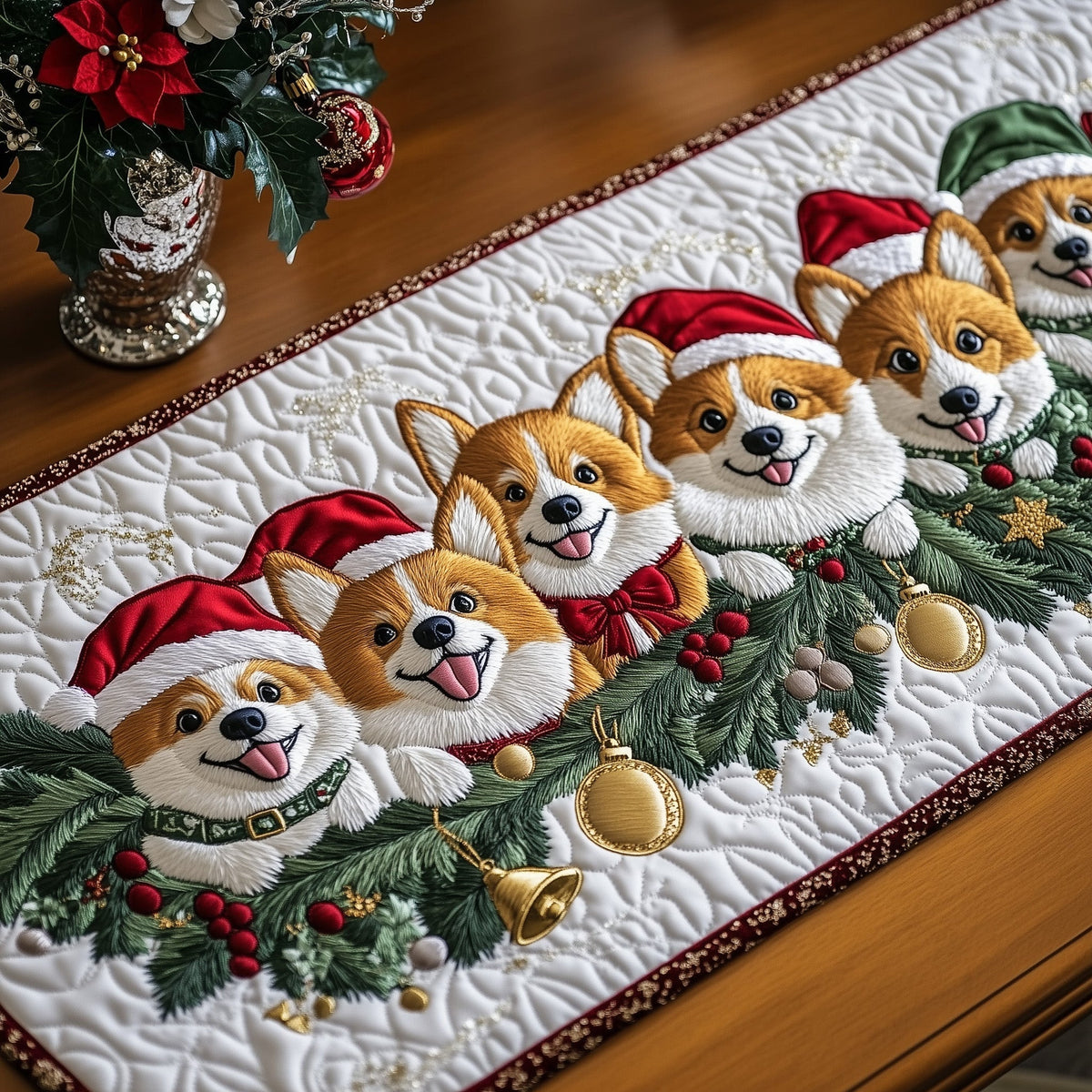 Jolly Pomeranian Quilted Table Runner Halloween Table Runner Thanksgiving Table Decor