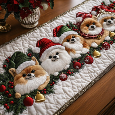 Jolly Pomeranian Quilted Table Runner Halloween Table Runner Thanksgiving Table Decor