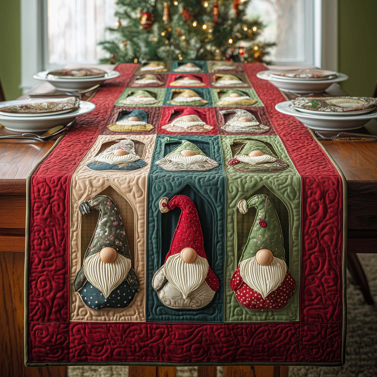 Gnome Gallery Quilted Table Runner Halloween Table Runner Thanksgiving Table Decor