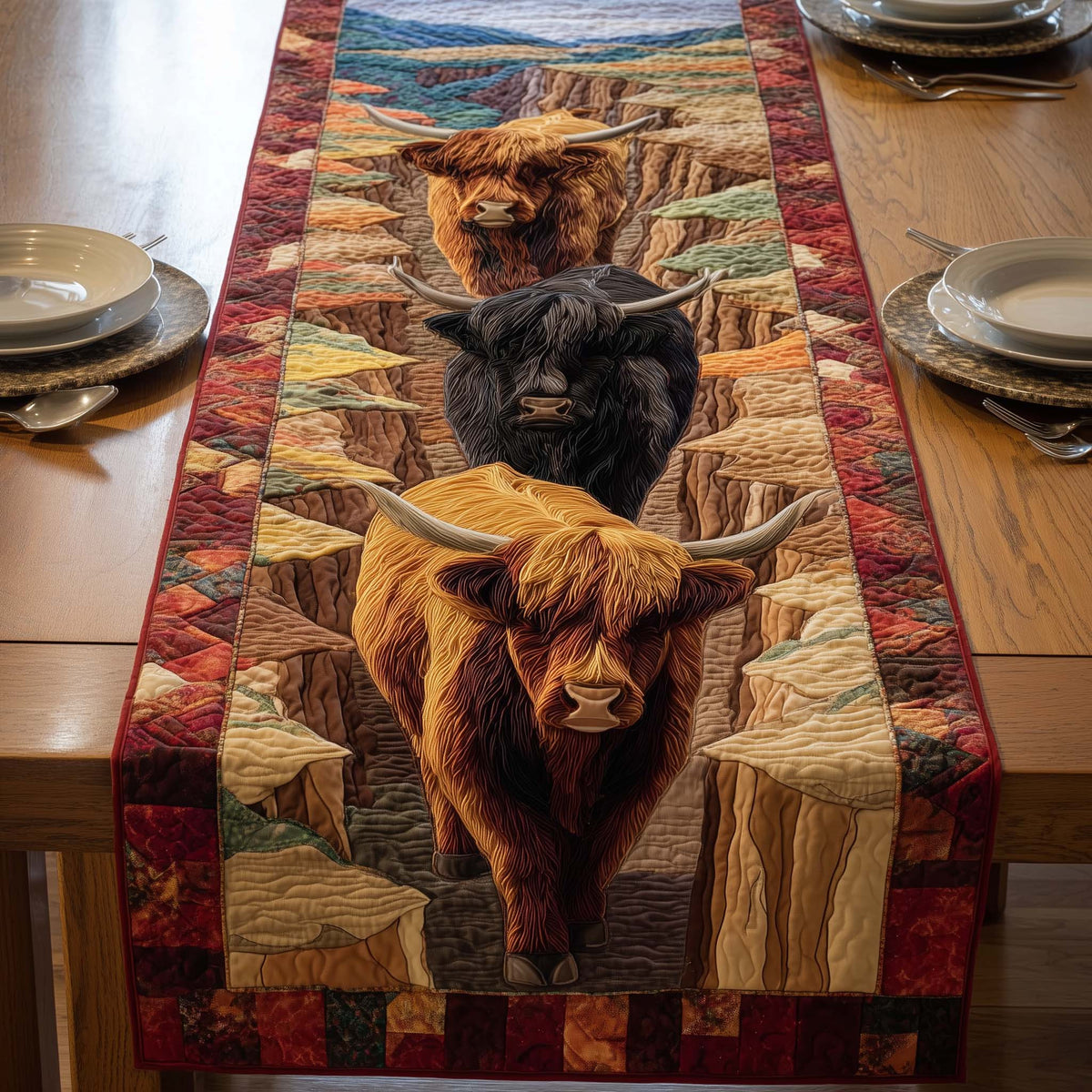 Cozy Trail Quilted Table Runner Halloween Table Runner Thanksgiving Table Decor
