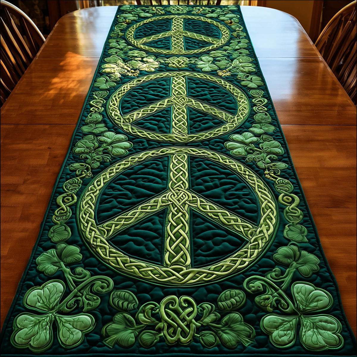 Groovy Clover Quilted Table Runner Halloween Table Runner Thanksgiving Table Decor