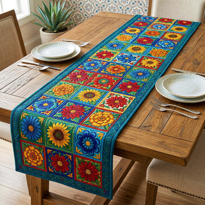 Sunflower Sky Quilted Table Runner Halloween Table Runner Thanksgiving Table Decor